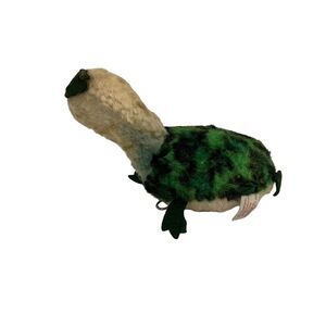 Vintage Bantam 11" TURTLE Wind Up Musical GREEN NO EYES Music Box Plush RARE